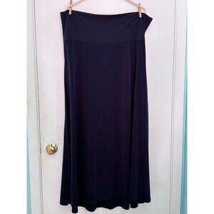 LuLaRoe Maxi Skirt Womens 3XL Navy Blue Solid Jersey Knit A-Line Long Skirt